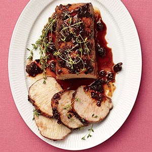 Cherry-Port glazed pork loin roast
