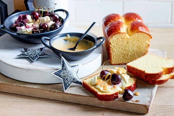 Cherry ricotta with whey caramel