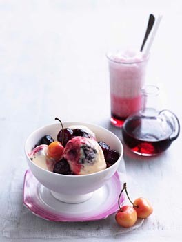 Cherry ripe sundae with cherry spider