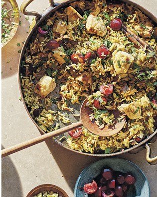 Cherry, saffron & chicken pilaf