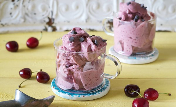 Cherry soft-serve “ice cream”
