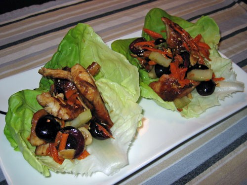 Cherry teriyaki chicken lettuce wraps