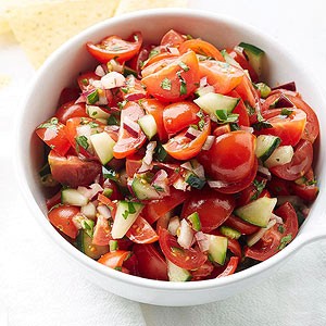 Cherry tomato and cucumber pico de gallo