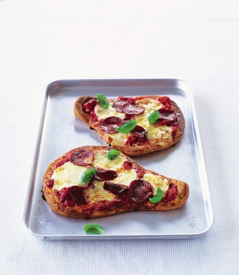 Cherry tomato and pepperoni pizza