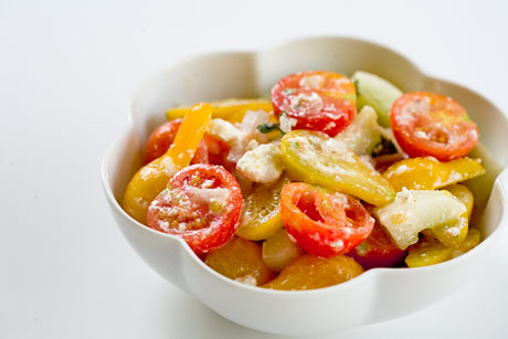 Cherry tomato cucumber feta salad