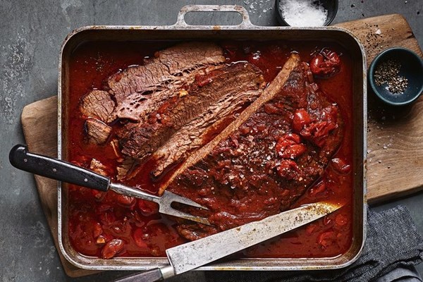 Cherry tomato, harissa and balsamic brisket