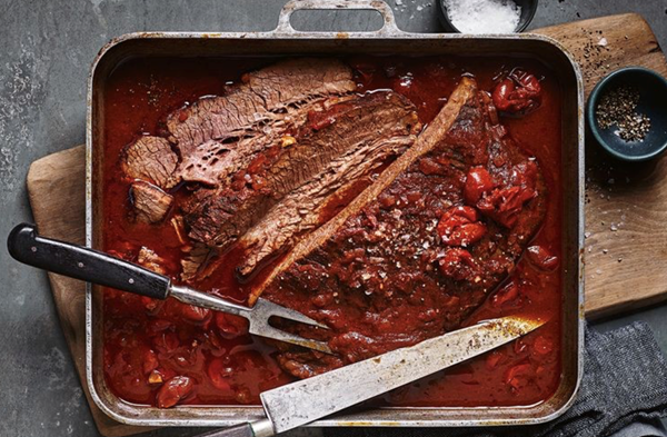 Cherry tomato, harissa and balsamic brisket