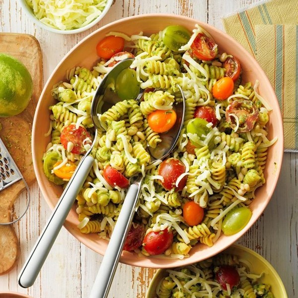 Cherry tomato pasta with avocado sauce
