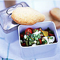 Cherry tomato, roasted pepper and mozzarella salad