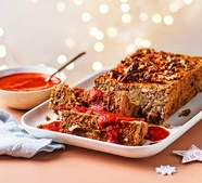 Chestnut & pecan loaf with harissa sauce