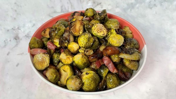 Chestnut and bacon sprouts