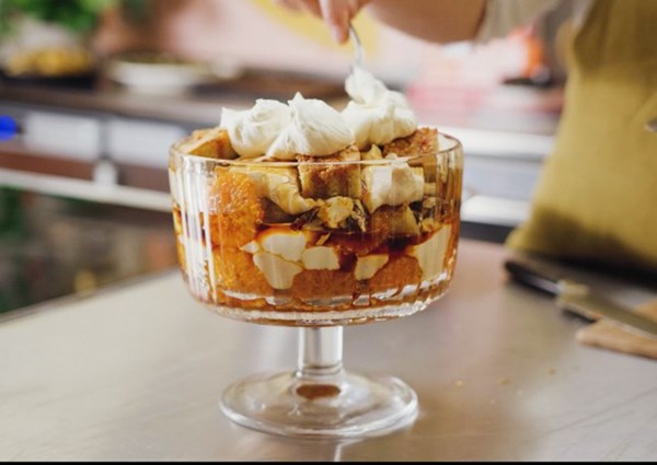 Chestnut and caramelised clementine trifle with Aleppo and orange blossom