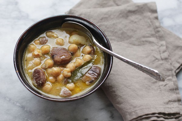 Chestnut and chickpea soup