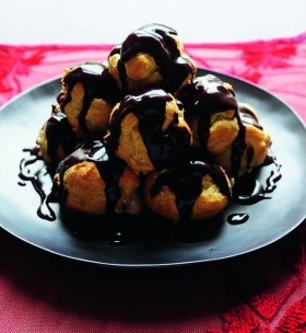 Chestnut and chocolate profiteroles