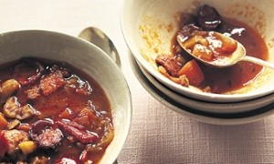 Chestnut and chorizo soup