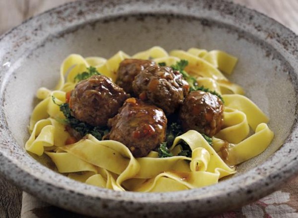Chestnut and herb meatballs with sherry gravy