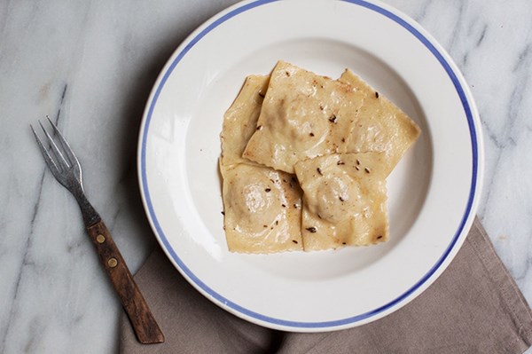 Chestnut and ricotta ravioli