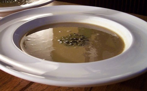 Chestnut and sherry soup with truffle garnish