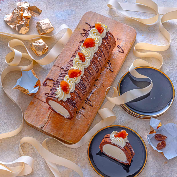 Chestnut and vanilla ice-cream roll