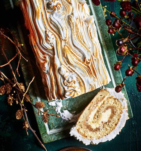 Chestnut and white chocolate Yule log