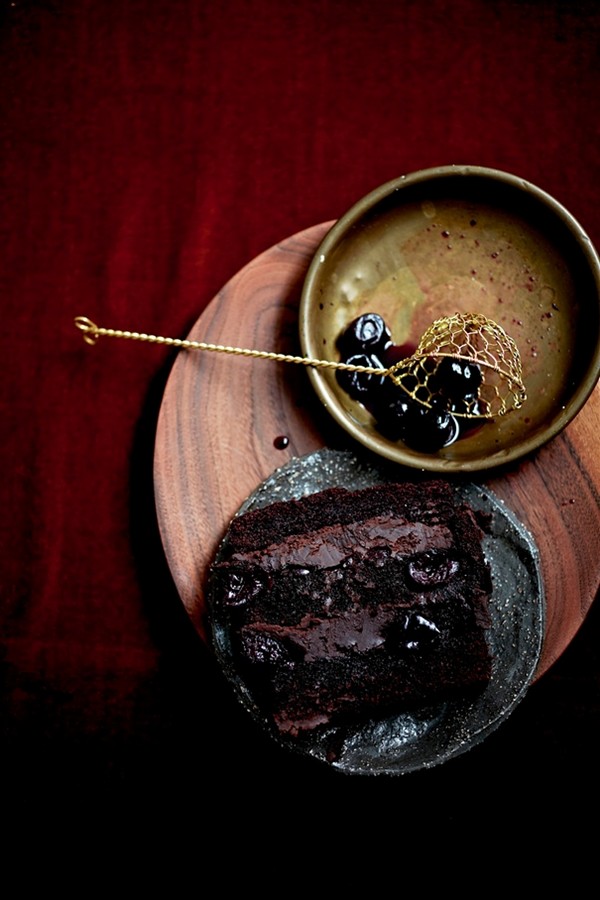 Chestnut, chocolate and cherry terrine