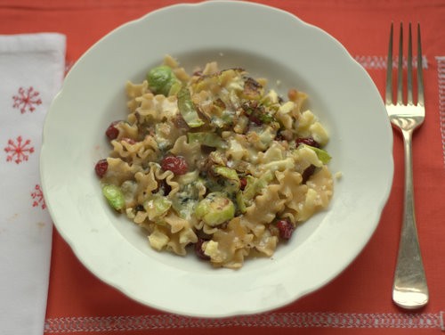 Chestnut, cranberry, Stilton and sprout pasta