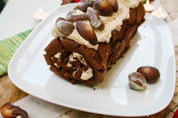 Chestnut cream chocolate roulade