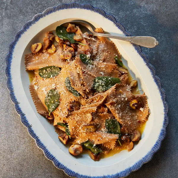 Chestnut fazzoletti, sage and butter