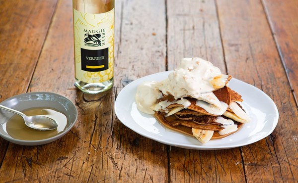 Chestnut flour pancakes with lady finger bananas