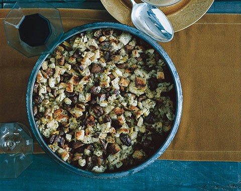Chestnut, leek, and apple stuffing