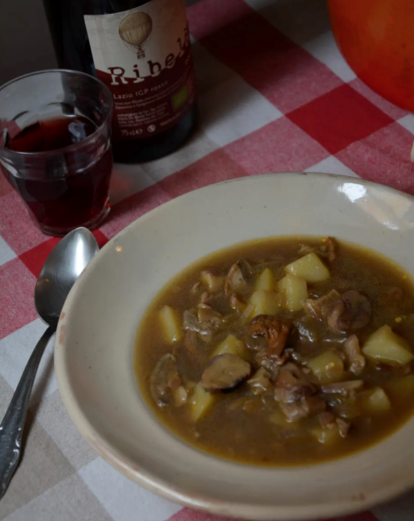 Chestnut, mushroom and potato soup