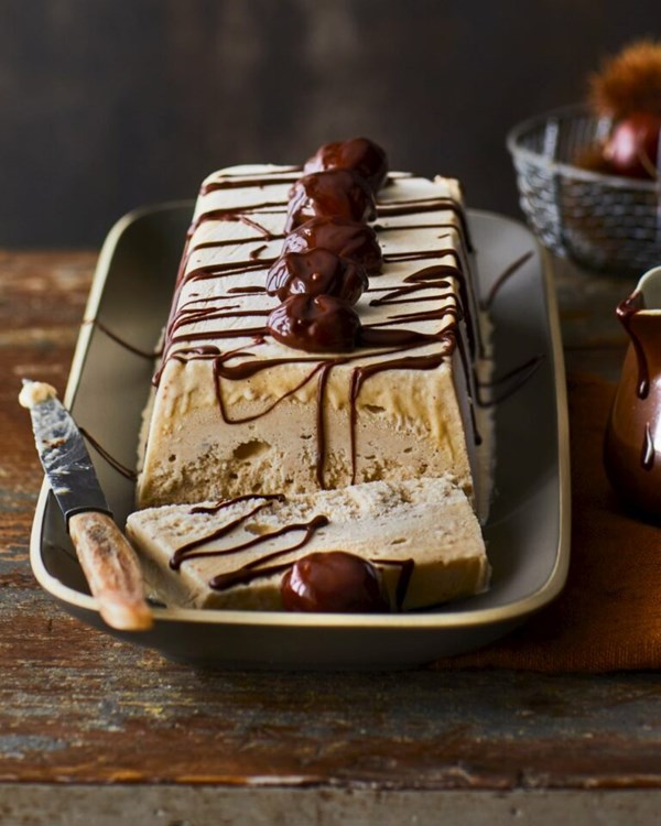 Chestnut parfait with chocolate bourbon caramel 