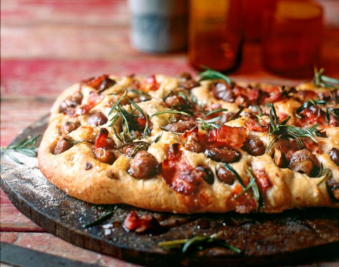 Chestnut rosemary & pancetta focaccia