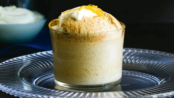 Chestnut soufflés with vanilla orange cream