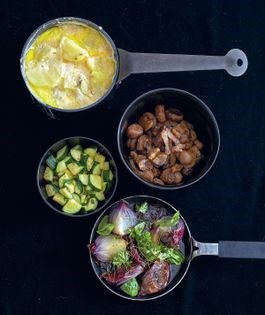 Chestnuts speck onions