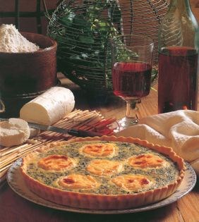 Chèvre and watercress quiche