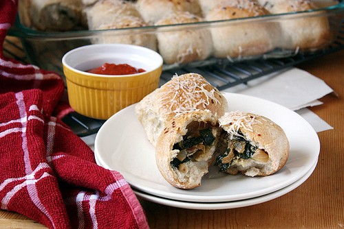 Chevre, onion & spinach-stuffed rolls
