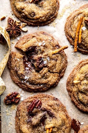 Chewy brown butter pretzel pecan cookies
