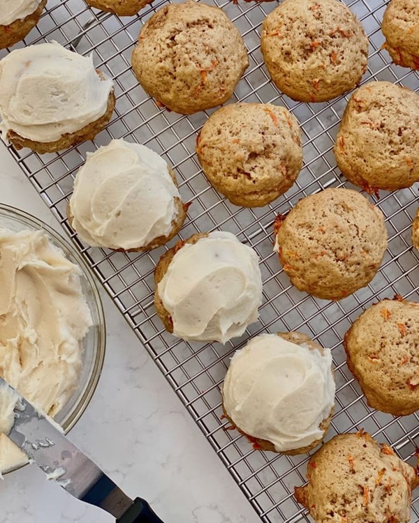 Chewy carrot cake cookies with cream cheese frosting 