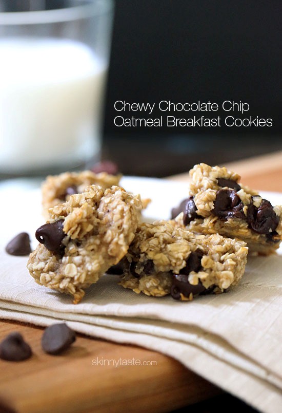 Chewy chocolate chip oatmeal breakfast cookie