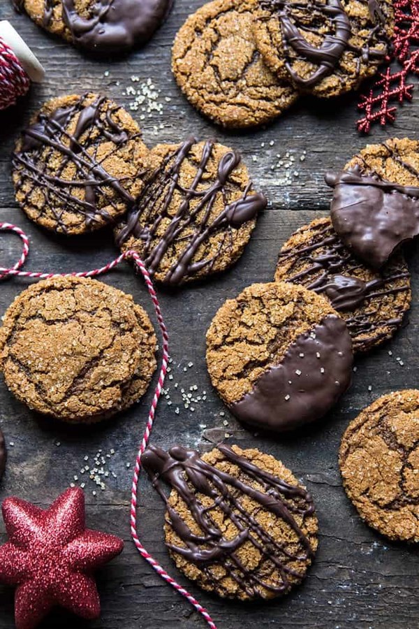 Chewy chocolate ginger molasses cookies