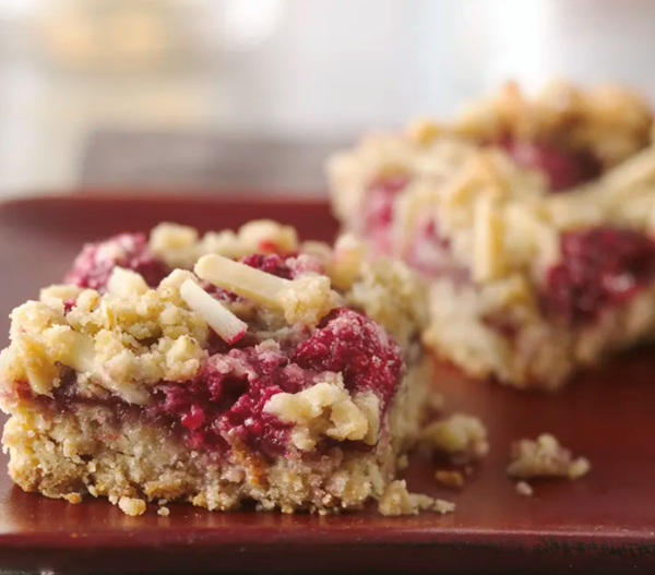 Chewy raspberry almond bars