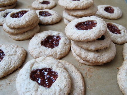 Chewy raspberry-walnut meringues