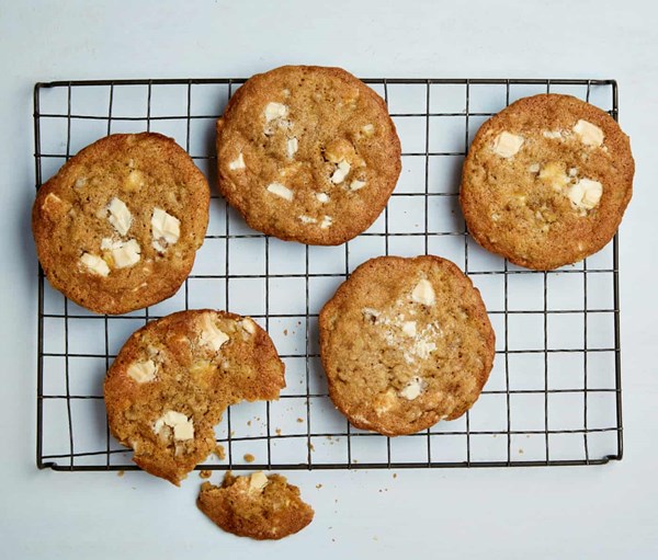 Chewy white chocolate and pear cookies