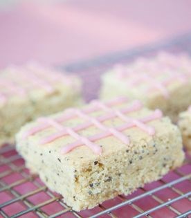 Chia and poppy seed shortbread with pomegranate glaze