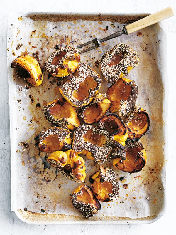 Chia and sesame pumpkin with ginger-honey glaze