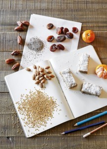 Chia, coconut and apricot snow bars