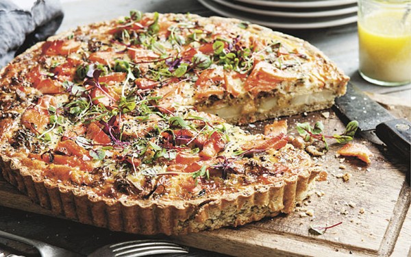 Chia-seed quiche with ocean trout and potato