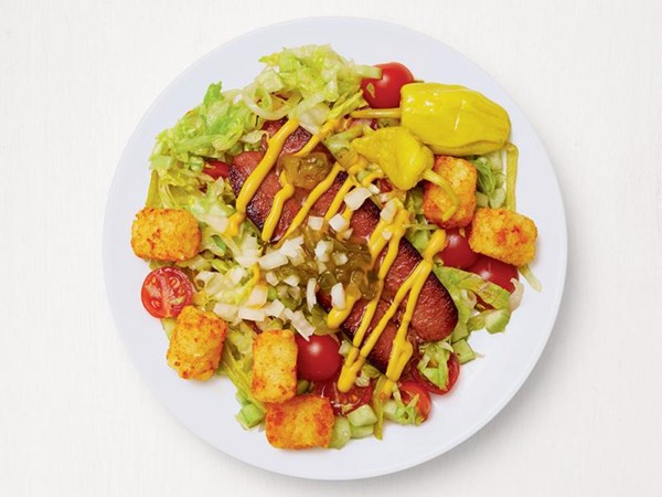 Chicago hot dog salad