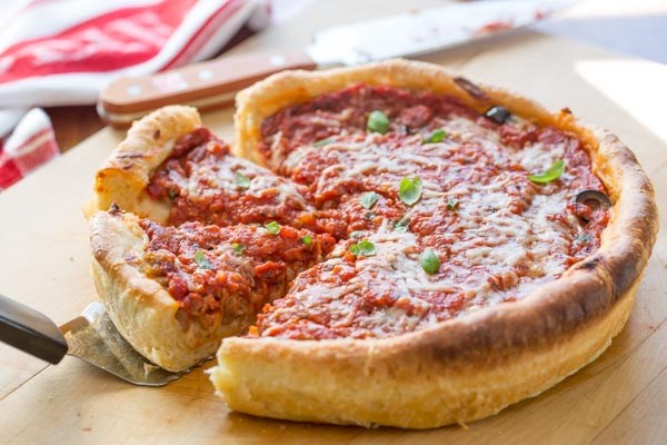 Chicago style deep dish pizza